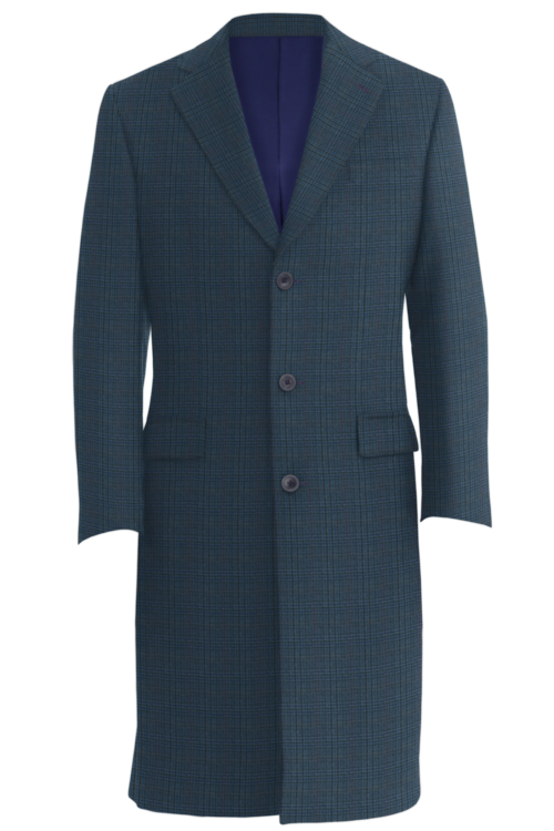 Blue Glen Plaid Three Button Topcoat