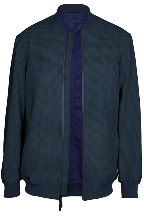 Blue Glen Plaid Bomber Jacket