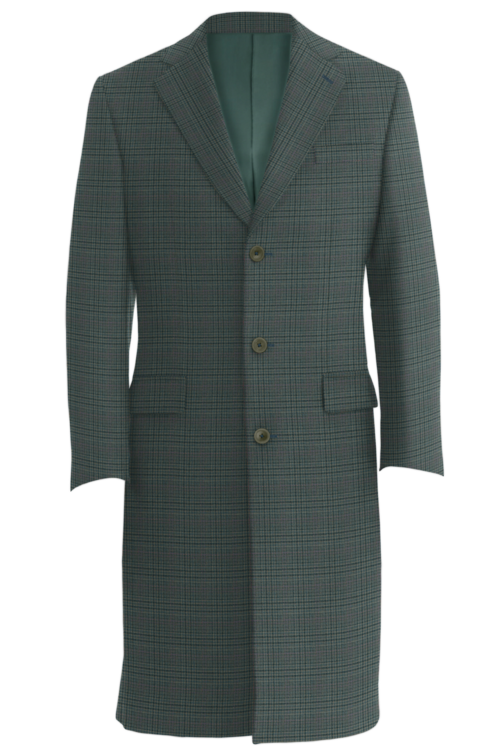 Green Glen Plaid Three Button Topcoat