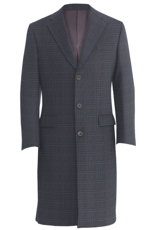 Purple Glen Plaid Three Button Topcoat