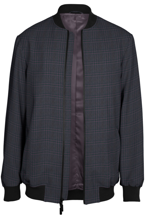 Purple Glen Plaid Bomber Jacket