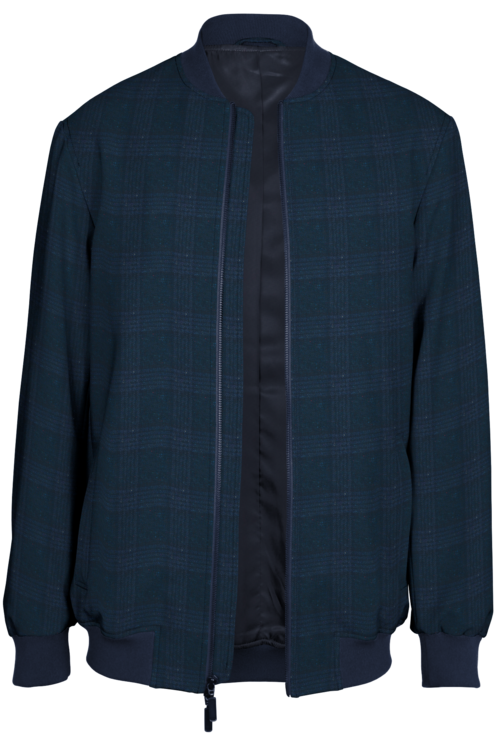 Blue Donegal Plaid Bomber Jacket