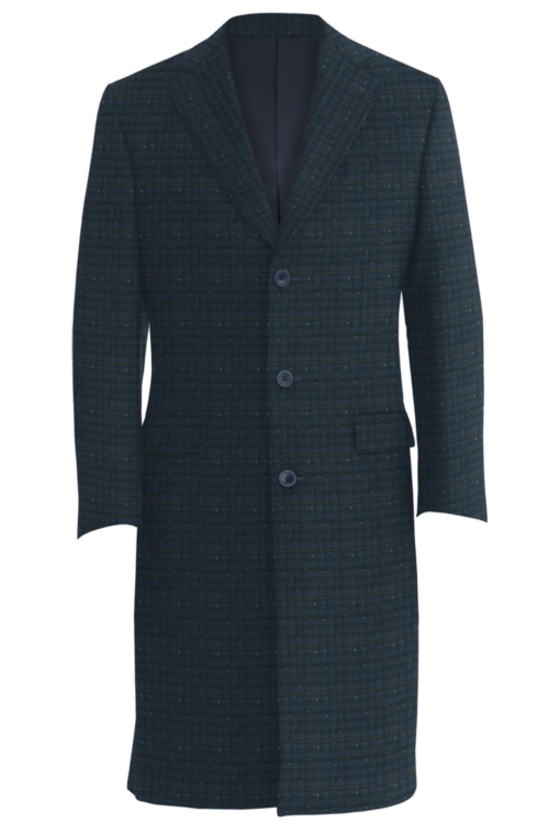 Navy Donegal Window Check Three Button Topcoat