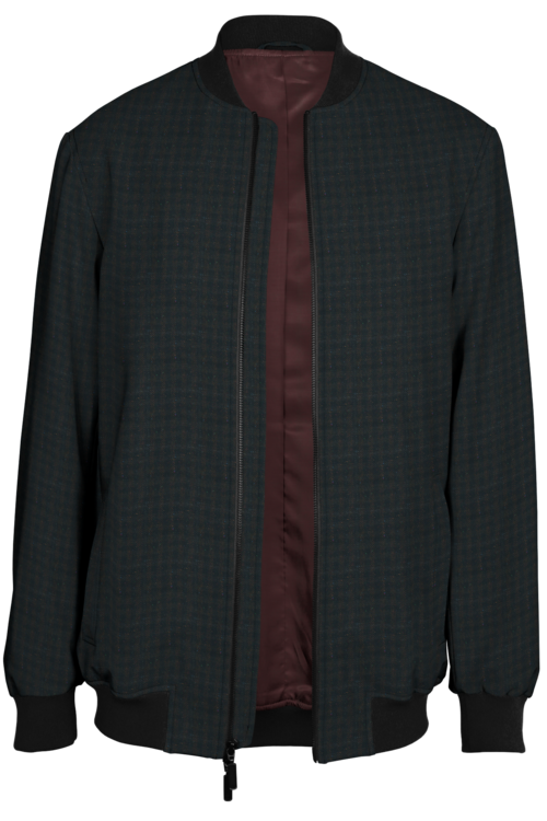 Brown Donegal Window Check Bomber Jacket
