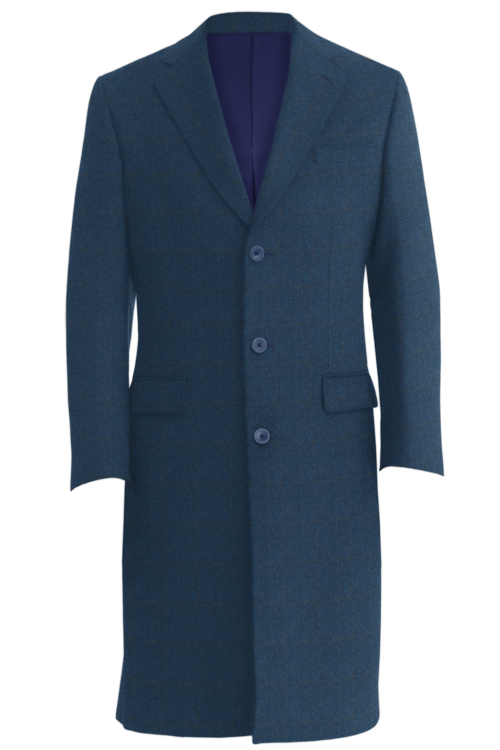 Blue Donegal Windowpane Three Button Topcoat