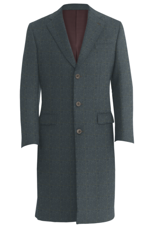 Grey Donegal Windowpane Three Button Topcoat
