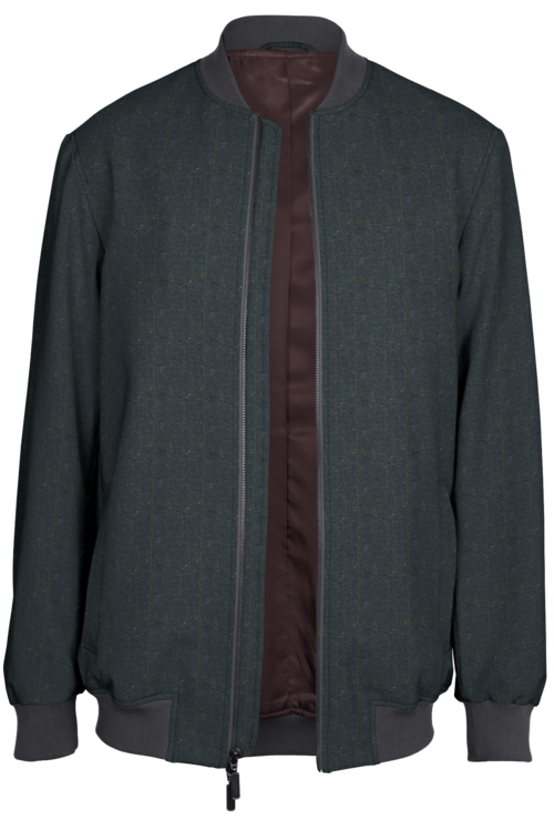 Grey Donegal Windowpane Bomber Jacket