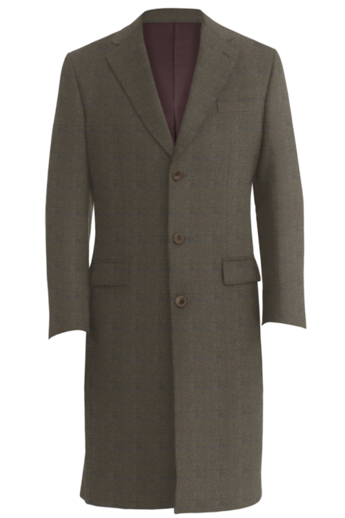 Tan Donegal Windowpane Three Button Topcoat