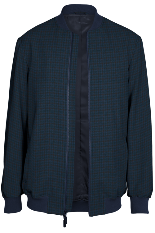 Blue Wine Check Bomber Jacket