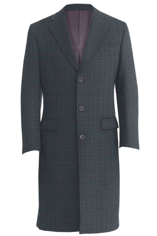 Grey Wine Check Three Button Topcoat