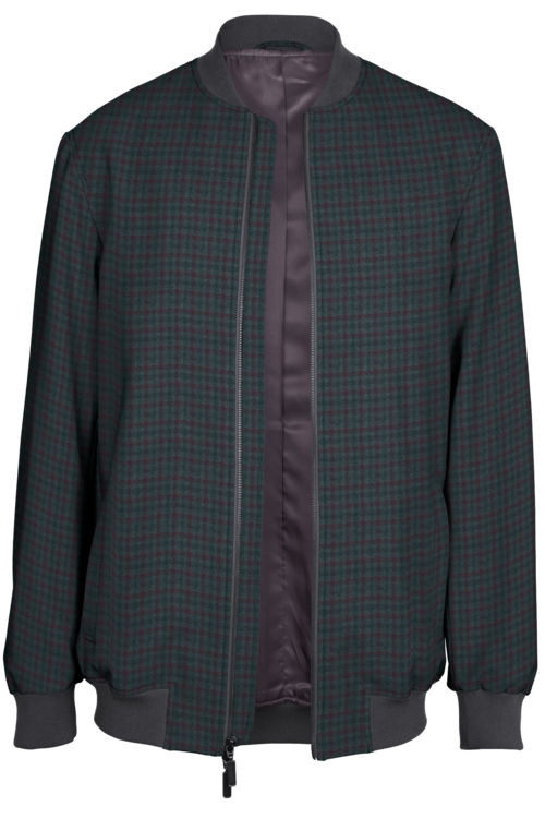 Grey Wine Check Bomber Jacket