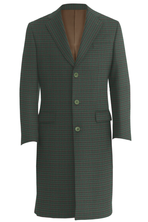 Olive Wine Check Three Button Topcoat