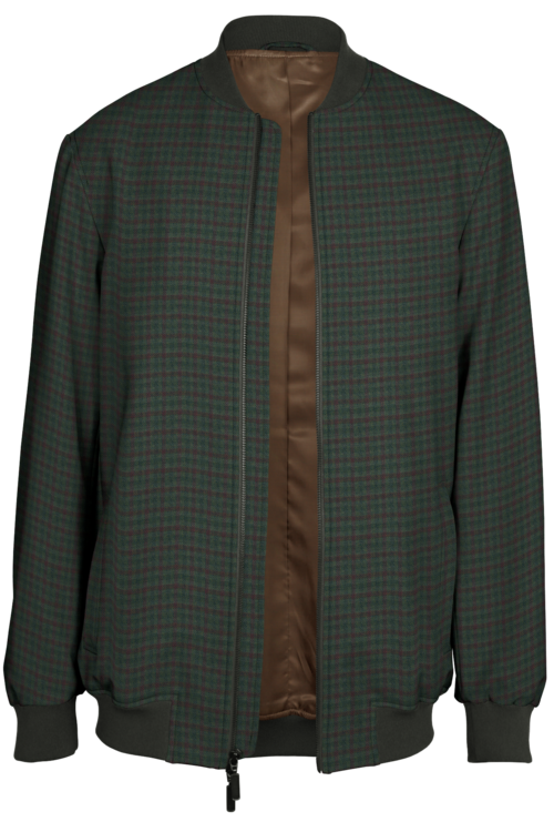 Olive Wine Check Bomber Jacket
