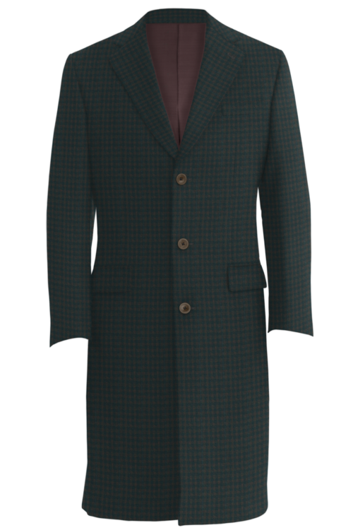 Brown Grey Window Check Three Button Topcoat