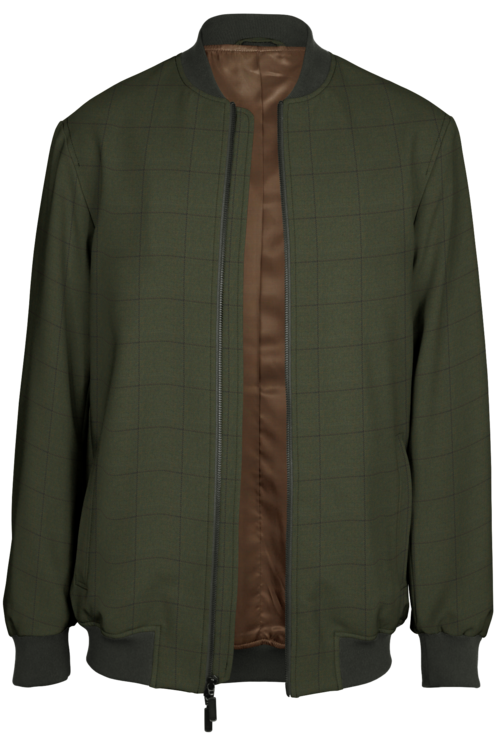 Olive Brown Windowpane Bomber Jacket