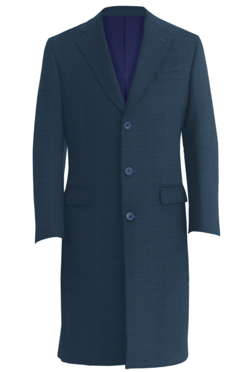 Blue Multi Houndstooth Three Button Topcoat