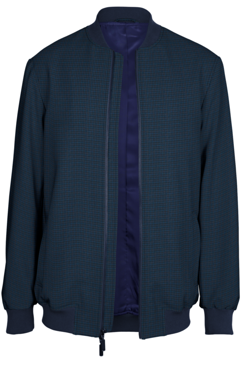 Blue Multi Houndstooth Bomber Jacket
