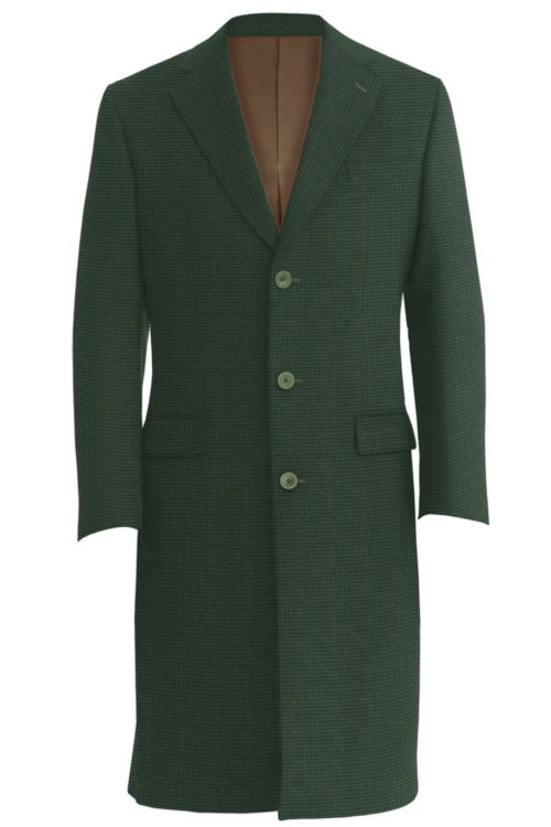 Green Multi Houndstooth Three Button Topcoat