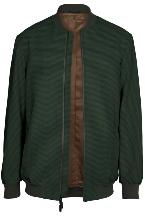 Green Multi Houndstooth Bomber Jacket