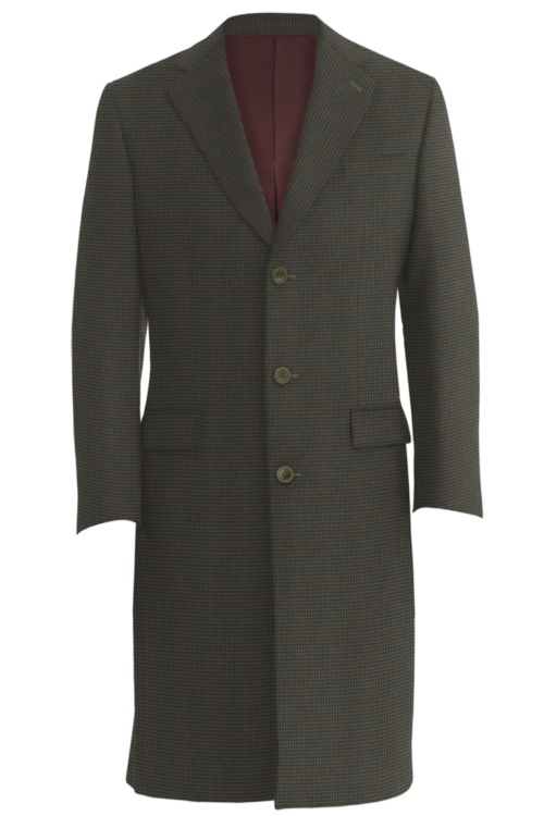 Brown Multi Houndstooth Three Button Topcoat