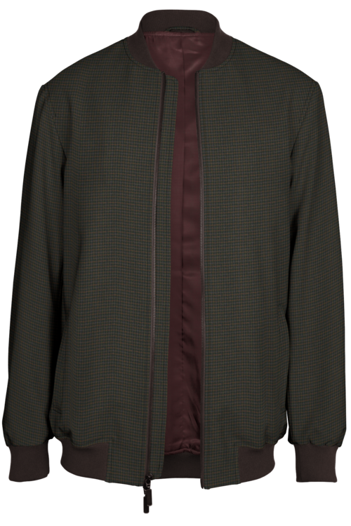 Brown Multi Houndstooth Bomber Jacket