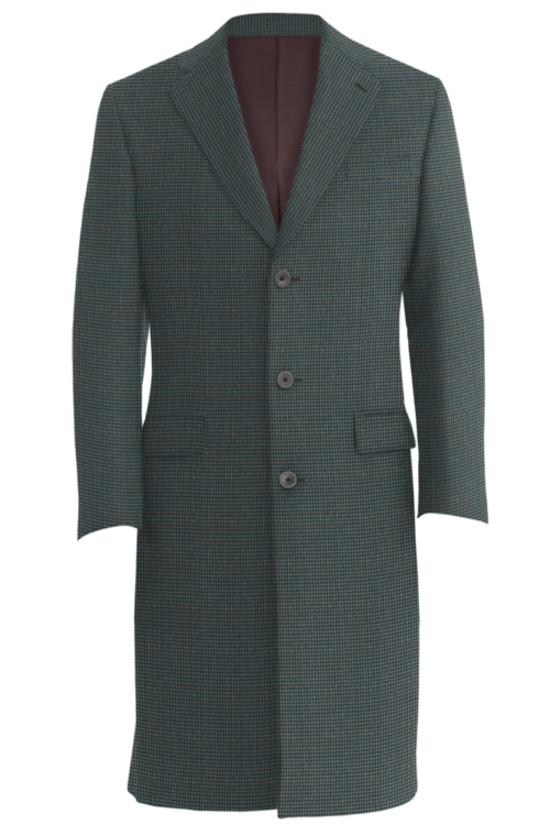 Grey Multi Houndstooth Three Button Topcoat