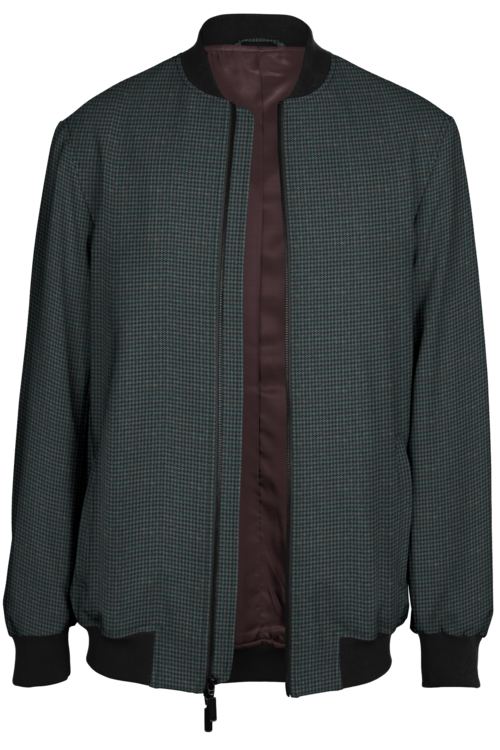 Grey Multi Houndstooth Bomber Jacket