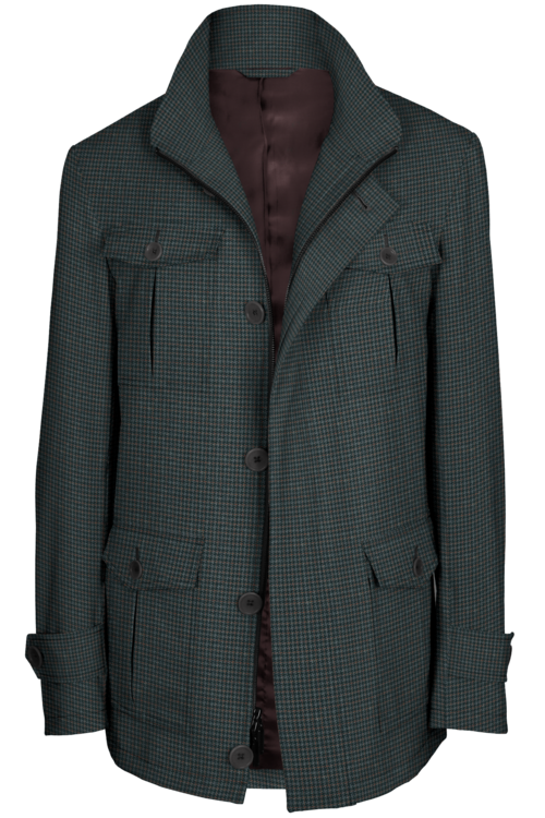 Grey Multi Houndstooth Five Button Field Jacket
