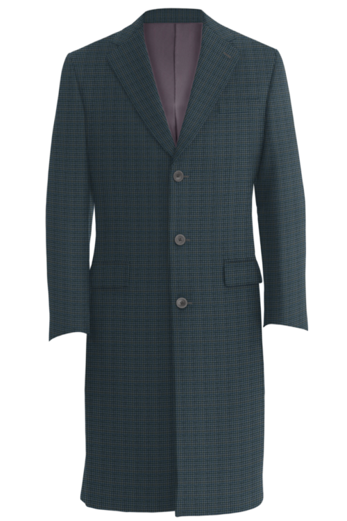 Grey Navy Houndstooth Three Button Topcoat