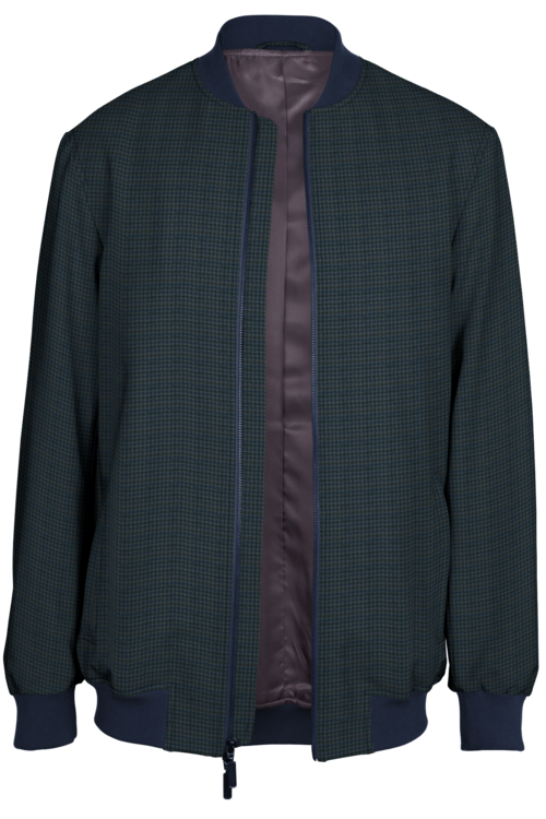 Grey Navy Houndstooth Bomber Jacket
