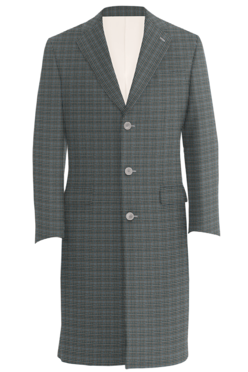 Ivory Brown Houndstooth Three Button Topcoat