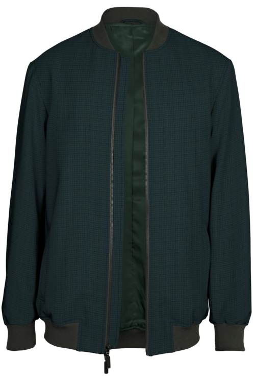 Green Blue Houndstooth Bomber Jacket