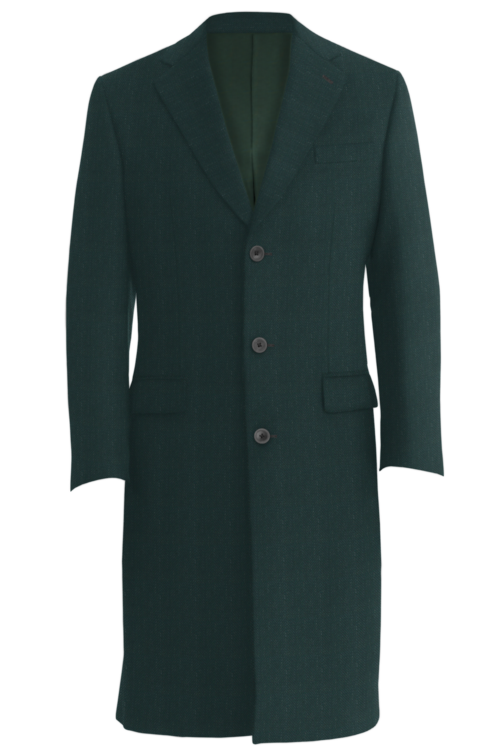 Green Wide Herringbone Three Button Topcoat