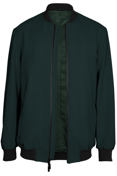 Green Wide Herringbone Bomber Jacket