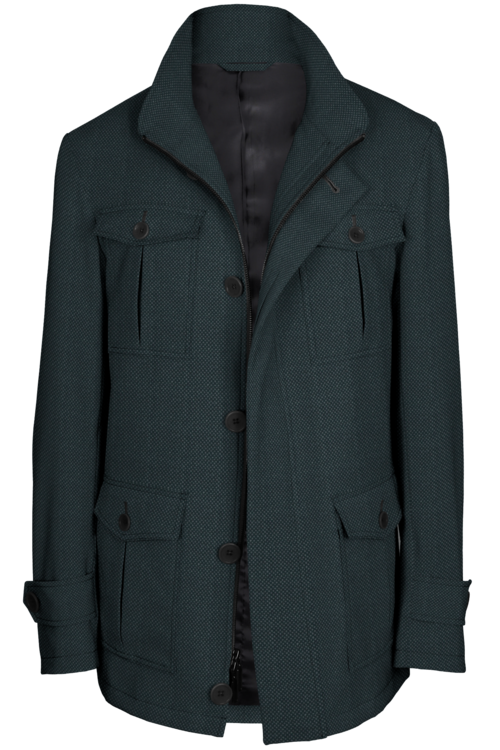 Grey Nailhead Five Button Field Jacket