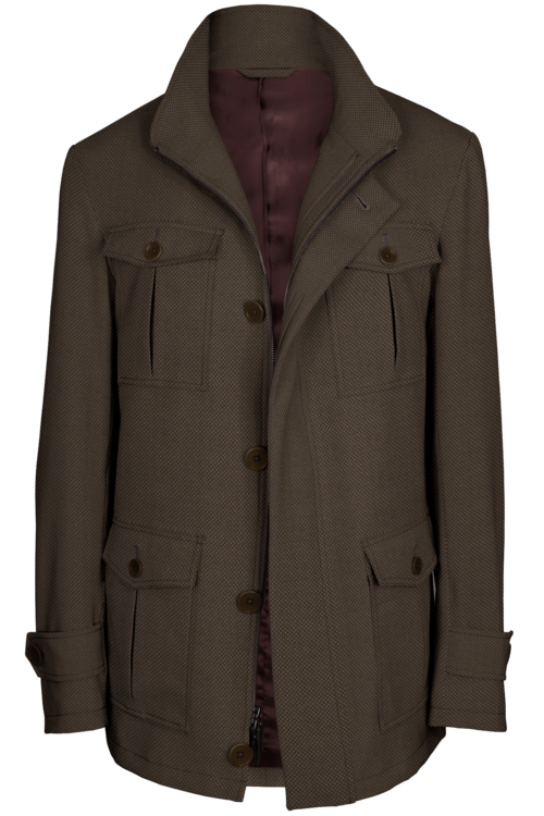 Tan Nailhead Five Button Field Jacket