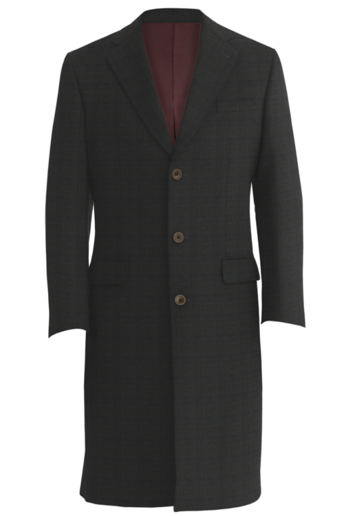 Brown Nailhead Three Button Topcoat