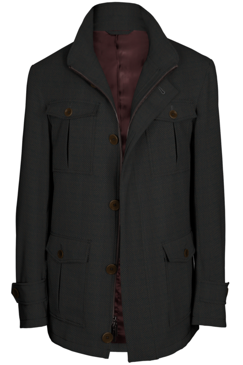 Brown Nailhead Five Button Field Jacket