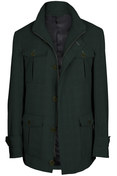 Olive Nailhead Five Button Field Jacket