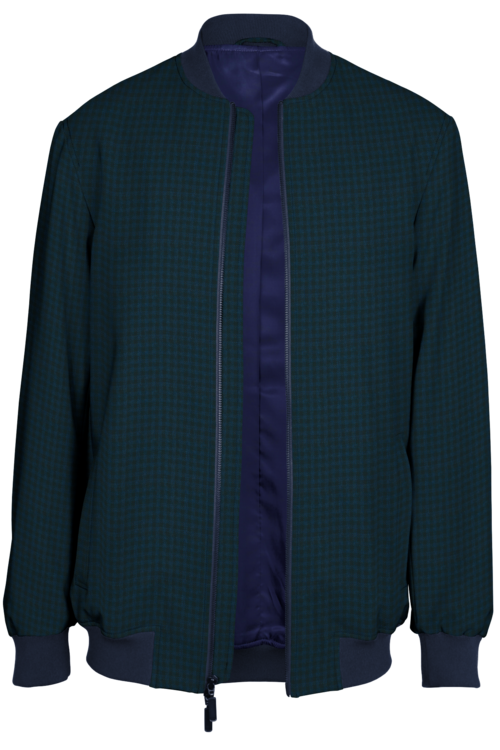 Blue Check Bomber Jacket