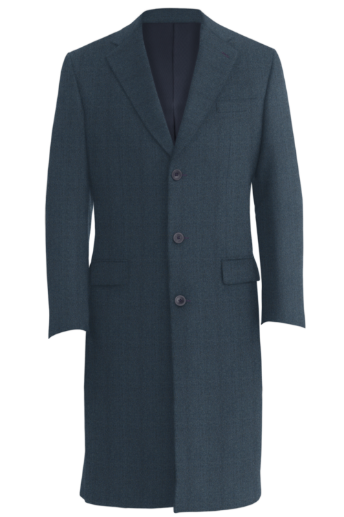 Char Blue Melange Three Button Topcoat