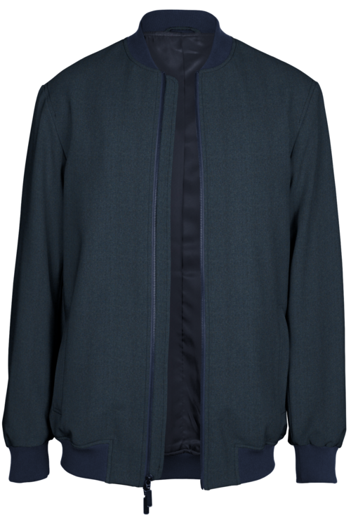 Char Blue Melange Bomber Jacket