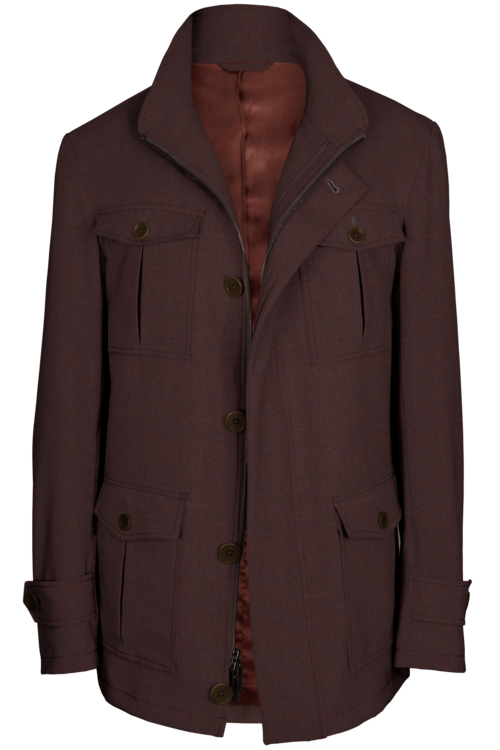 Rust Melange Five Button Field Jacket