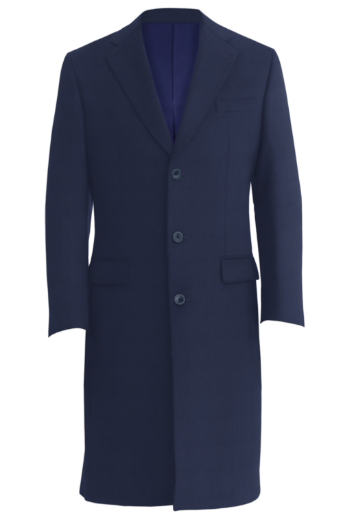 Navy Solid Three Button Topcoat