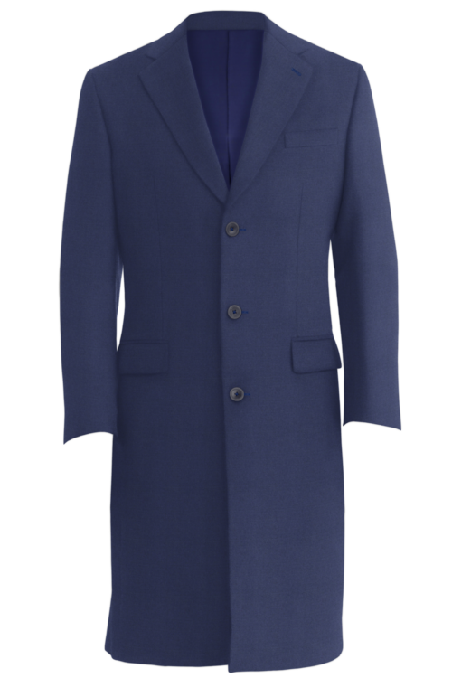 Blue Solid Three Button Topcoat