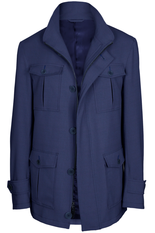 Lt Blue Solid Five Button Field Jacket