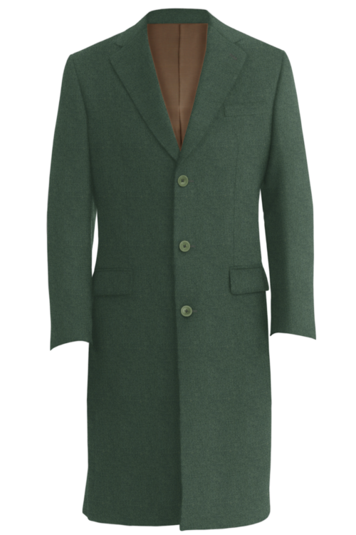 Olive Melange Three Button Topcoat