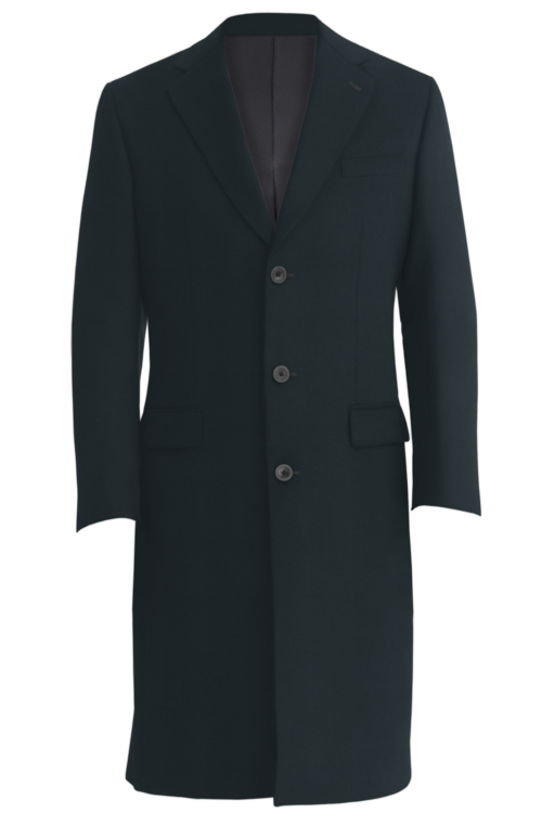 Black Solid Three Button Topcoat
