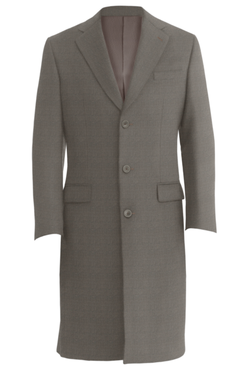 Taupe Solid Three Button Topcoat