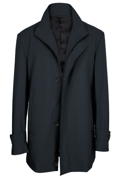 Bankers Grey Solid Four Button Zippered Car Coat